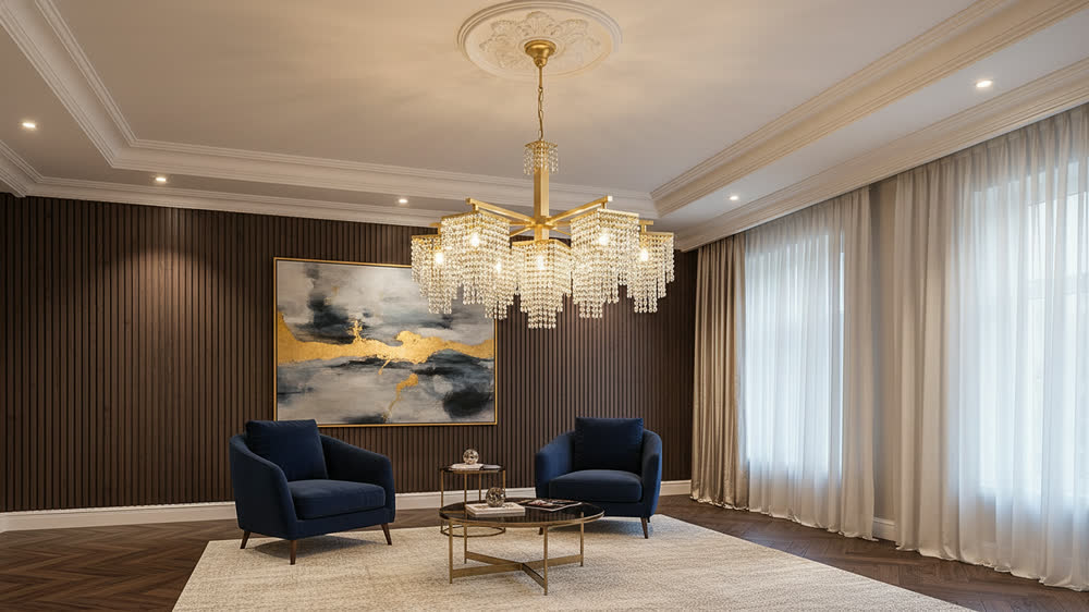 Render fotorealistico ambientato di «Design da Riferimento — Analisi AI Automatica» — illuminazione su misura Made in Italy