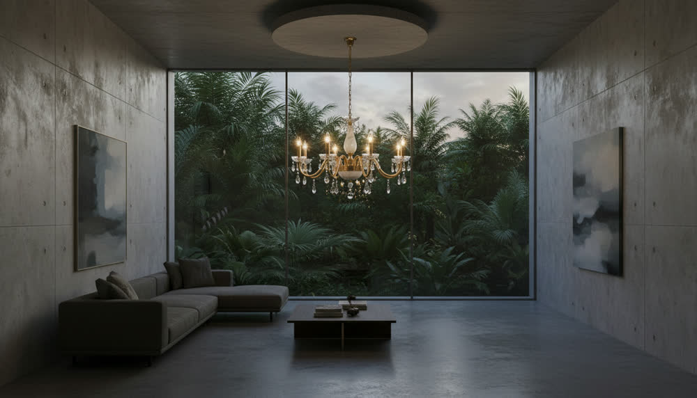 Render fotorealistico ambientato di «Sfera in Marmo Carrara — Otto Bracci», in Marmo Carrara — illuminazione su misura Made in Italy